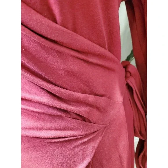 People Tree Women's Red Polyester V-Neck Long Sleeve Knee Length Dress Size 10 - Picture 5 of 12